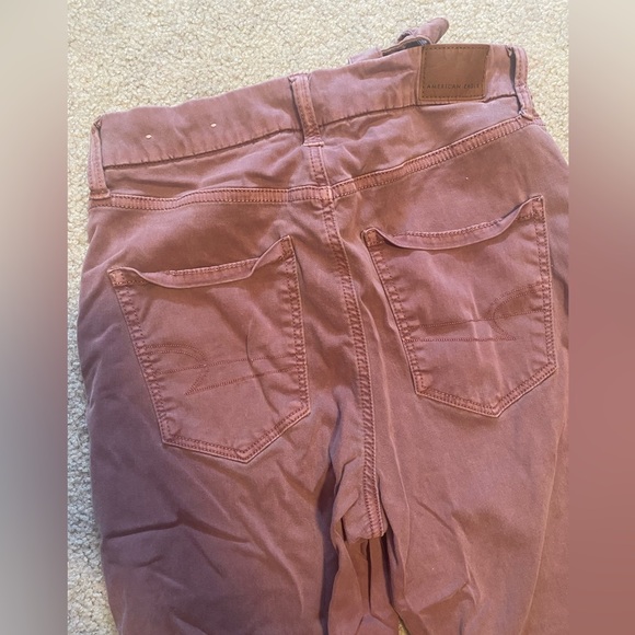 EUC American Eagle Outfitters AEO Tie Front Pink Jean Jeggings - Picture 8 of 12